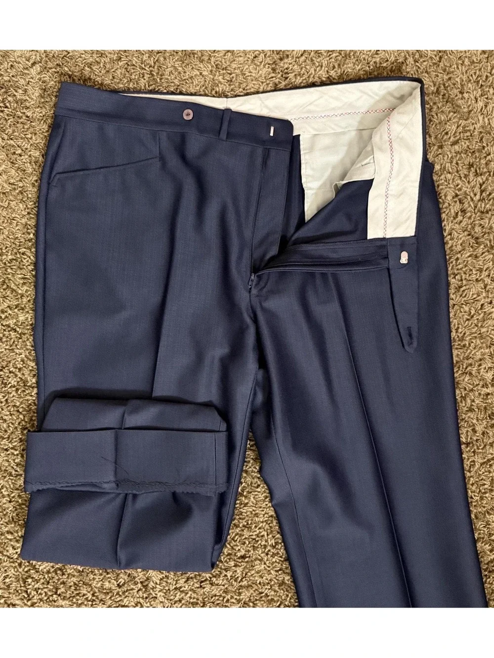 1970's Blue Three-Piece Men's Suit from Claude's XL Men's 46R 41W 30L